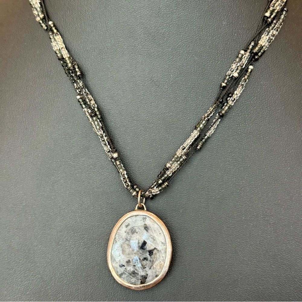 Retired Silpada STORMY NIGHT Chalcedony Microcrystalline Quartz Necklace Silver